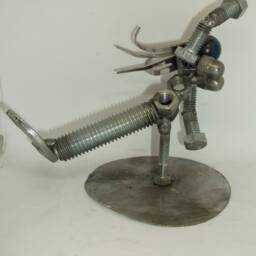 Mermaid, Female Metal Bolt Figurine, Recycled Up Cycled Welded Art - thumbnail 4