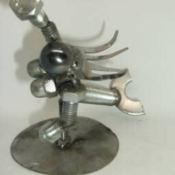 Mermaid, Female Metal Bolt Figurine, Recycled Up Cycled Welded Art - thumbnail 3