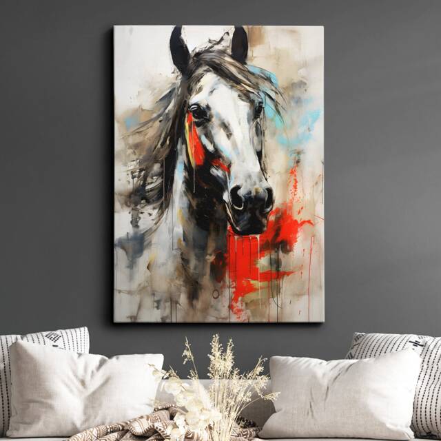 Vibrant Horse Abstract Oil Painting Animal Framed Poster Print & Canvas Wall Decor Art Bedroom Home Interior Gift For Lover - image 1