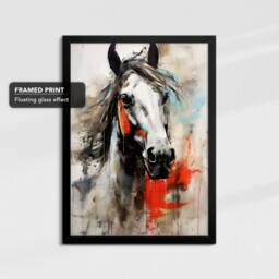 Vibrant Horse Abstract Oil Painting Animal Framed Poster Print & Canvas Wall Decor Art Bedroom Home Interior Gift For Lover - thumbnail 2