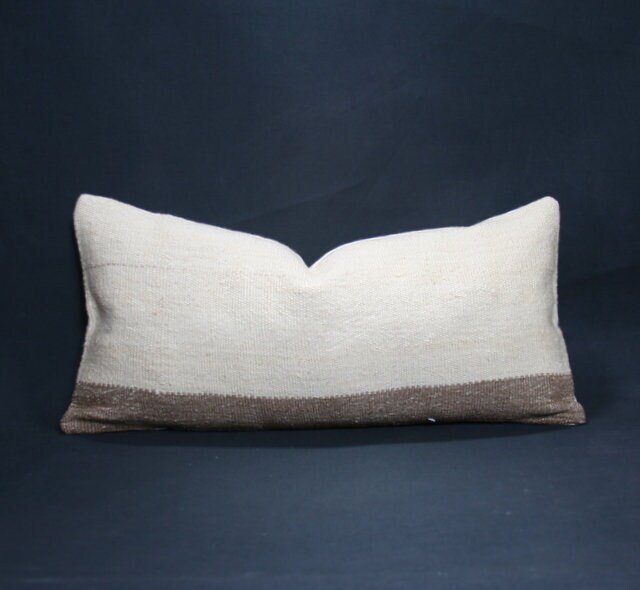 "Kilim Pillow, Wool Kilim Cousin From Anatolia , 12""x24" - image 1