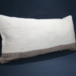 "Kilim Pillow, Wool Kilim Cousin From Anatolia , 12""x24" - thumbnail 2