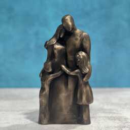 8Th Anniversary Family Of Four Portrait, Bronze Gift, Gift For Her, Him, 8 Year Cold-Cast 9Fo4