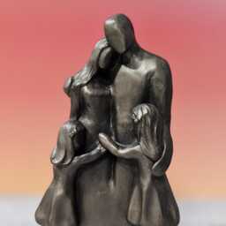 8Th Anniversary Family Of Four Portrait, Bronze Gift, Gift For Her, Him, 8 Year Cold-Cast 9Fo4 - thumbnail 4