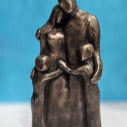 8Th Anniversary Family Of Four Portrait, Bronze Gift, Gift For Her, Him, 8 Year Cold-Cast 9Fo4 - thumbnail 2
