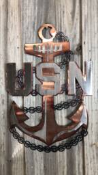 Usn-United States Navy Anchor Metal Wall Art, Us Military, American Military - thumbnail 1