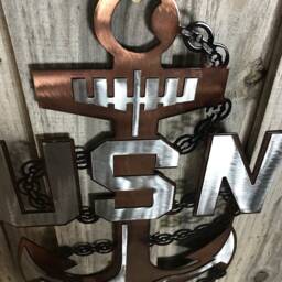 Usn-United States Navy Anchor Metal Wall Art, Us Military, American Military - thumbnail 3