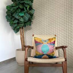 Velvet Ikat Pillow Cover Dali - Decorative Cushion For Sofa Or Bed - thumbnail 4
