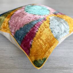 Velvet Ikat Pillow Cover Dali - Decorative Cushion For Sofa Or Bed - thumbnail 3