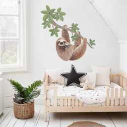 Mum & Baby Sloth Wall Stickers ~ Peel & Stick Fabric Decals