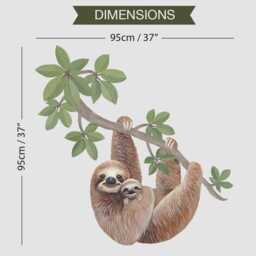 Mum & Baby Sloth Wall Stickers ~ Peel & Stick Fabric Decals - thumbnail 3