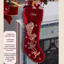 Red Velvet Christmas Stocking Personalised Santa Carriage Christmas Stocking Decorations Handmade Heirloom-Free Personalisation