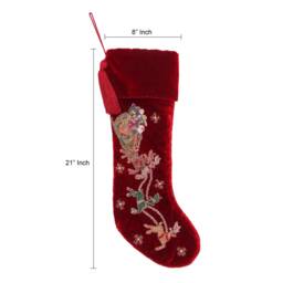 Red Velvet Christmas Stocking Personalised Santa Carriage Christmas Stocking Decorations Handmade Heirloom-Free Personalisation - thumbnail 3