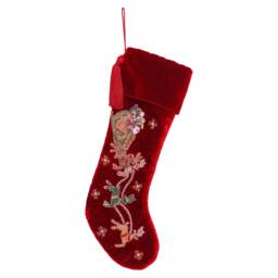 Red Velvet Christmas Stocking Personalised Santa Carriage Christmas Stocking Decorations Handmade Heirloom-Free Personalisation - thumbnail 2