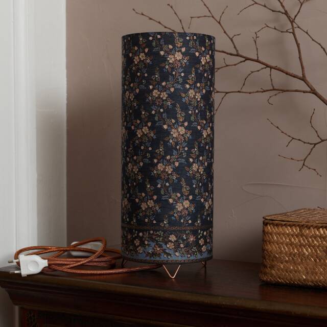 Boho Chic Tube-Shaped Table Lamp, Liberty-style Floral Fabric - image 1