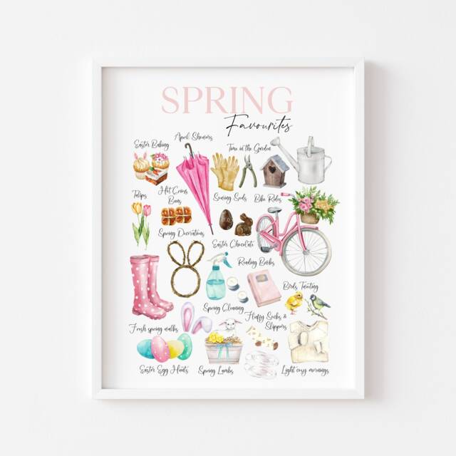 Spring Easter Favourites Watercolour Art Print Seasonal Home Decor - Unframed - image 1