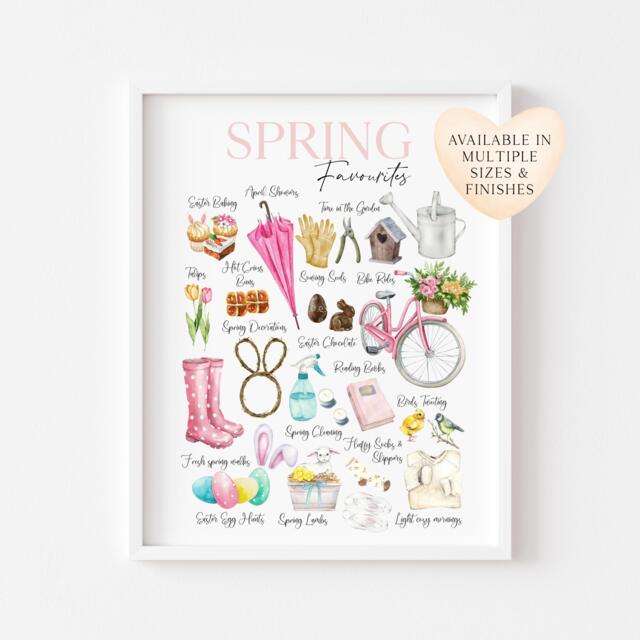 Spring Easter Favourites Watercolour Art Print Seasonal Home Decor - Unframed - image 1