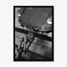 Vintage Classic Sports Car Girl Print, Luxury Woman, Fine Art Photography Wall Art, Museum Quality Black & White Poster - thumbnail 3