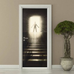 Door Sticker, Wallpaper, Mural, To The Light Wall Man On Stairs Living Room Bedroom Home Decor, Decor Mural - thumbnail 1