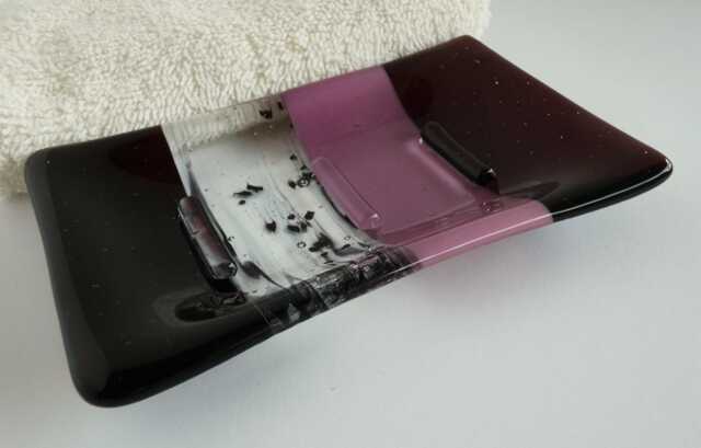 Fused Glass Soap Dish in Deep Plum By Bprdesigns - image 1