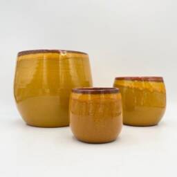 Ochre Glazed Ceramic Plant Pot - Charlotte Indoor Planter, Sizes - D33cm, D30cm, D23cm, D19cm, D15cm - thumbnail 2