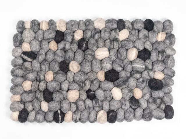 Wool Felt Pebble Rug Stone Handmade Ball Carpet For Room Decor Ideal For Bathroom & Bed - image 1
