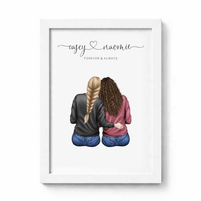 Personalised Lesbian Couple Print, Home Decor Gift, Custom Wall Art Framed Picture, Present For Partner - image 1
