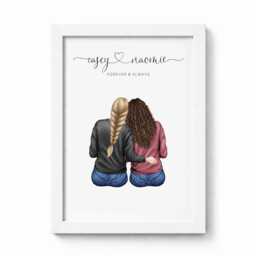 Personalised Lesbian Couple Print, Home Decor Gift, Custom Wall Art Framed Picture, Present For Partner - thumbnail 1