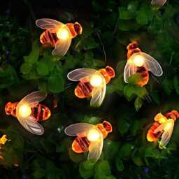 Solar Garden Lights, Honey Bee Fairy String 7M/24Ft 8 Mode Waterproof Outdoor/Indoor Lighting For Flower Fence, Lawn