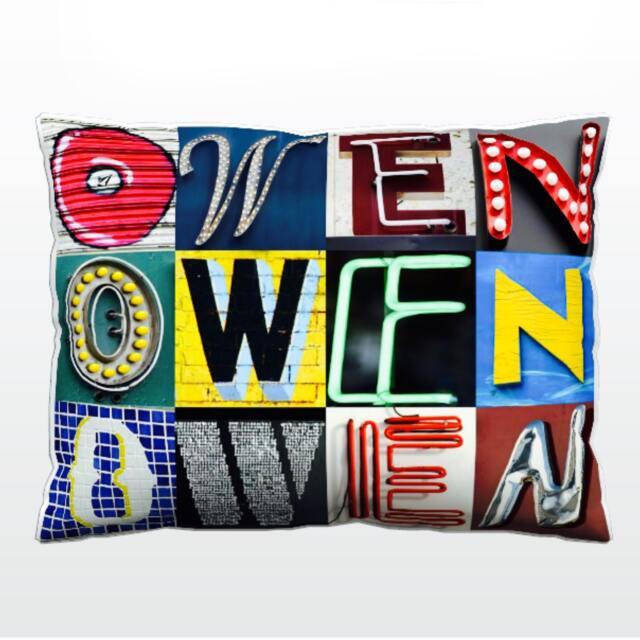 Personalized Pillow Featuring Owen in Photos Of Sign Letters Custom Couch Cushions Colorful Pillows Photo Pillow Sofa Pillows