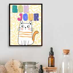 Funny Cat A4 Poster Print, High Quality Cartoon Art, French Wall Decor, Original Artist Vibrant Quirky Decor - thumbnail 2