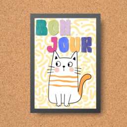Funny Cat A4 Poster Print, High Quality Cartoon Art, French Wall Decor, Original Artist Vibrant Quirky Decor - thumbnail 3