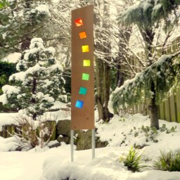 Garden Sculpture Made Of Wood & Glass. A Unique, Handmade, Weatherproof Garden Decoration - thumbnail 2