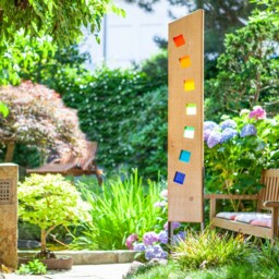 Garden Sculpture Made Of Wood & Glass. A Unique, Handmade, Weatherproof Garden Decoration - thumbnail 4