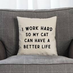 Cat Lover Pillow Case, Funny Quote - Fairtrade Cotton, Multiple Sizes - thumbnail 2