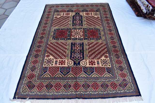 Handwoven Kazak Rug 6.7x10 Ft, Soft Wool, Geometric Tribal Cross Design - image 1