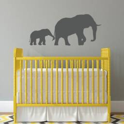 Elephant Decal With Baby - Wall Sticker Vinyl Nursery Decor - thumbnail 1