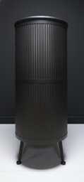 Curvy Ribbed Metal Retro Storage Cabinet -Lounge Industrial Slim Cocktail Cupboard- Hallway Console Table-H92cm W92cm - thumbnail 3