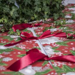 Red Floral Tree Skirt, Christmas Skirt - thumbnail 3