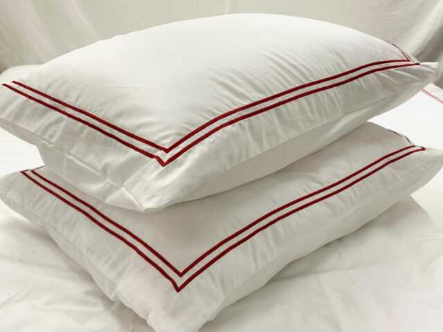 Pushp Linen Pillow Shams 100% Cotton Pack Of 1 Cases Super Soft Decorative With Embroidery Double Border - image 1