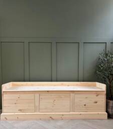6Ft Wide, Unpainted Hall Storage Bench, Shoe Backless Monks Bench With Drawers - thumbnail 1