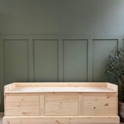 6Ft Wide, Unpainted Hall Storage Bench, Shoe Backless Monks Bench With Drawers - thumbnail 4