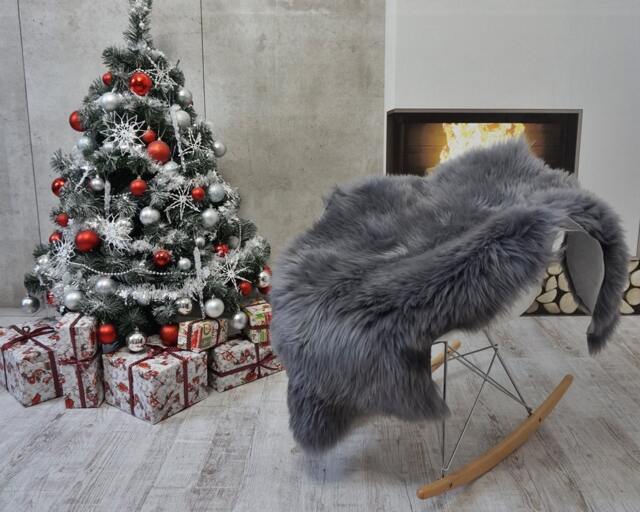 Sheepskin Grey Throw Genuine Leather Sheep Skin Decorative Rug Grey 50'' X 30 - image 1
