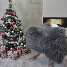 Sheepskin Grey Throw Genuine Leather Sheep Skin Decorative Rug Grey 50'' X 30 - thumbnail 2