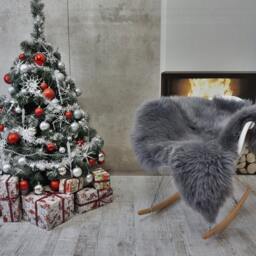 Sheepskin Grey Throw Genuine Leather Sheep Skin Decorative Rug Grey 50'' X 30 - thumbnail 3