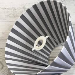 Handmade Grey & White Striped Empire Lampshade, Pleated Ribbon - thumbnail 3