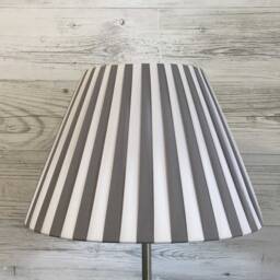 Handmade Grey & White Striped Empire Lampshade, Pleated Ribbon - thumbnail 2