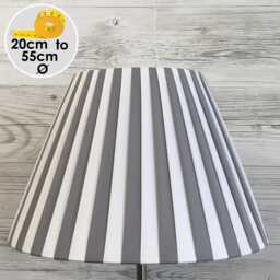 Handmade Grey & White Striped Empire Lampshade, Pleated Ribbon