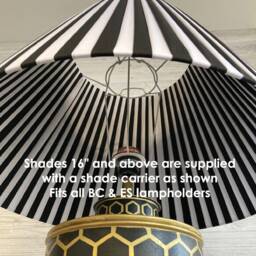 Handmade Grey & White Striped Empire Lampshade, Pleated Ribbon - thumbnail 4
