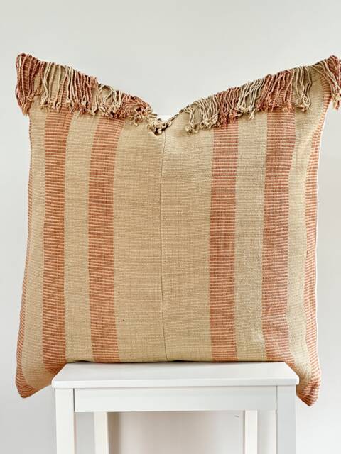 Brown Tribal Hemp Hand Woven Natural Dye Color Hmong Lumbar Pillow Cover - image 1